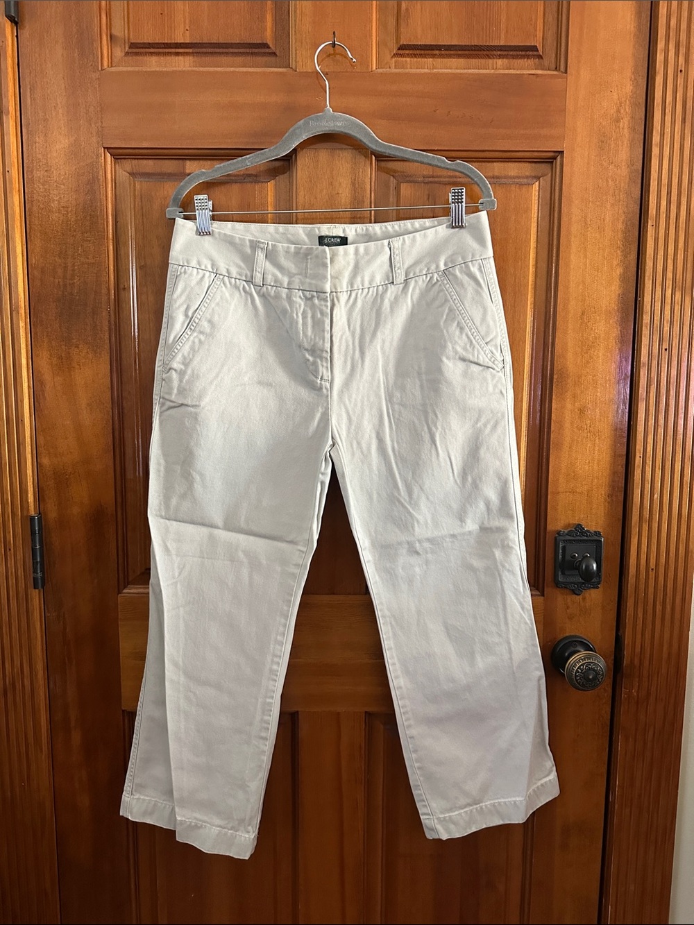 J. Crew Cropped Straight-Leg Jeans in Light Cream